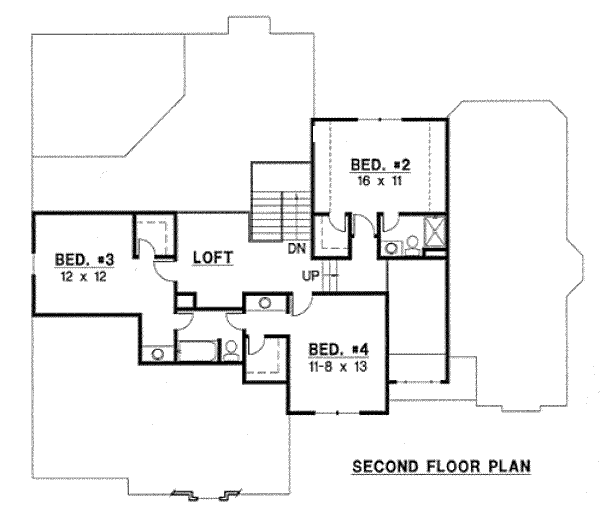 Traditional Floor Plan - Upper Floor Plan #67-760