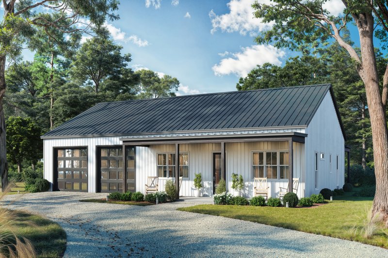 House Plan Design - Exterior - Front Elevation 3 for Barndominium House Plan #430-403 - 2 bed, 2 bath
