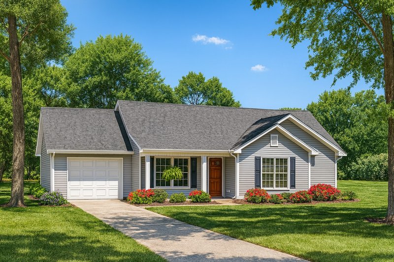 Traditional Style House Plan - 3 Beds 1.5 Baths 1075 Sq/Ft Plan #17-450 Exterior