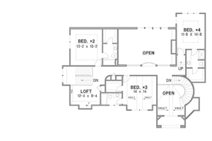 Floor Plan - Upper Floor for European House Plan #67-886 - 5 bed, 6.5 bath