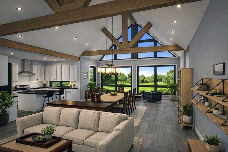 House Blueprint - Interior - Family Room 1 for Cabin House Plan #1101-66 - 2 bed, 2 bath