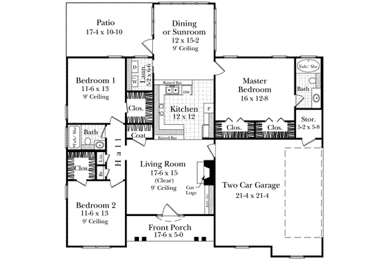 Floor Plan - Main Floor for Traditional House Plan #21-183 - 3 bed, 2 bath
