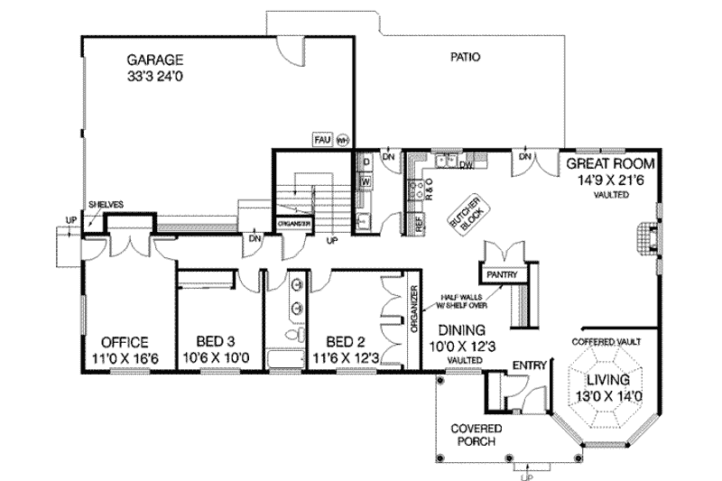 Home Plan - Floor Plan - Main Floor for Traditional House Plan #60-479 - 4 bed, 2 bath