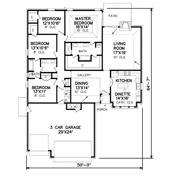 Traditional Style House Plan - 4 Beds 2 Baths 1899 Sq/Ft Plan #65-160 ...