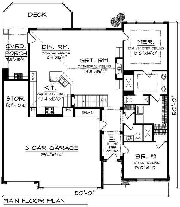 Ranch Floor Plan - Main Floor Plan #70-1188