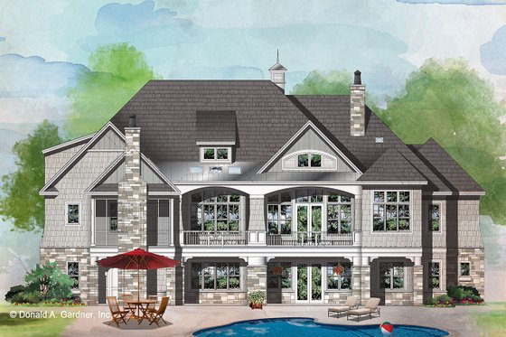 Exterior - Rear Elevation for Craftsman House Plan #929-1072 - 4 bed, 4 bath