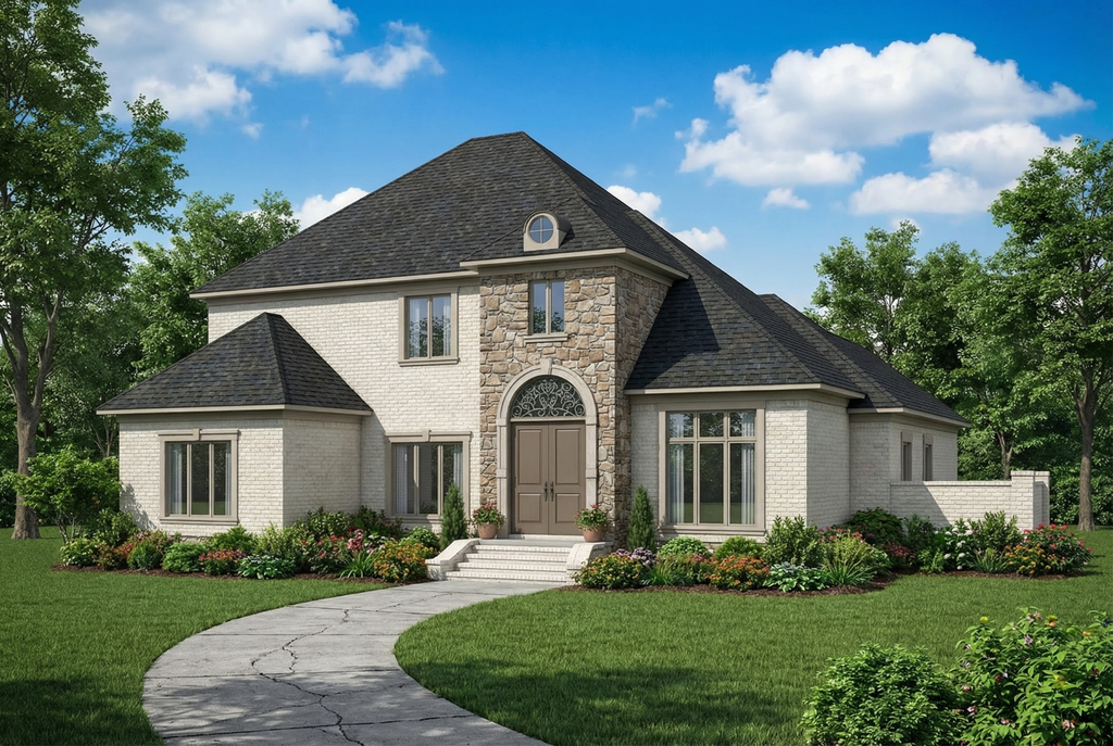 Exterior - Front Elevation 2 for Traditional House Plan #17-252 - 3 bed, 2.5 bath