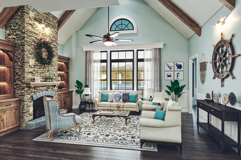 House Blueprint - Interior - Family Room 2 for Beach House Plan #54-597 - 4 bed, 3 bath