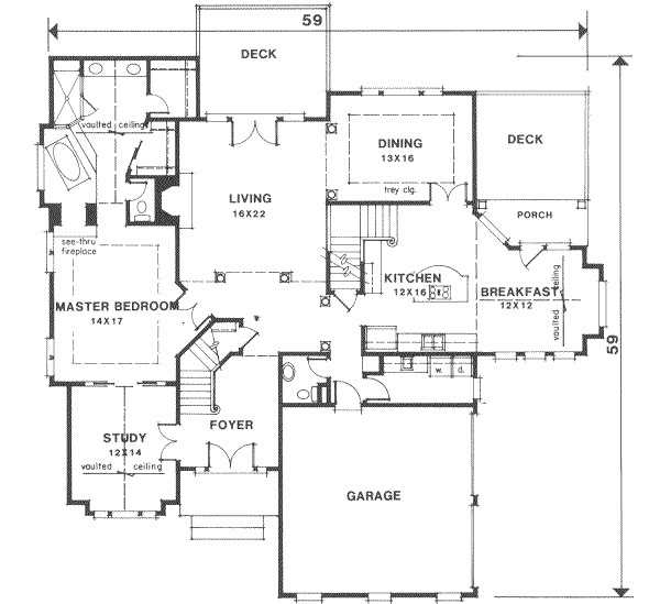 Southern Floor Plan - Main Floor Plan #129-156