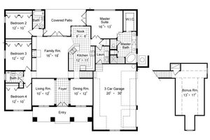 Floor Plan - Main Floor for Mediterranean House Plan #417-313 - 4 bed, 3 bath