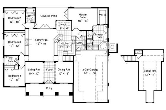 Floor Plan - Main Floor for Mediterranean House Plan #417-313 - 4 bed, 3 bath