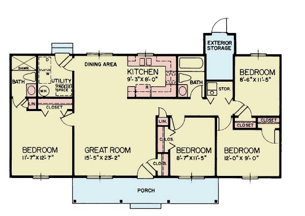 House Blueprint - Ranch Floor Plan - Main Floor Plan #54-616