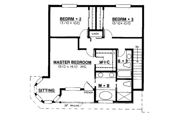 Floor Plan - Upper Floor for Victorian House Plan #319-136 - 3 bed, 2.5 bath