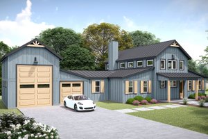 Barndominium Exterior - Front Elevation Plan #932-1144