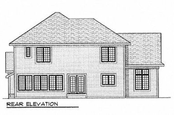 Exterior - Rear Elevation for Traditional House Plan #70-388 - 4 bed, 2.5 bath