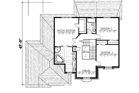 Floor Plan - Upper Floor for European House Plan #138-246 - 3 bed, 2.5 bath