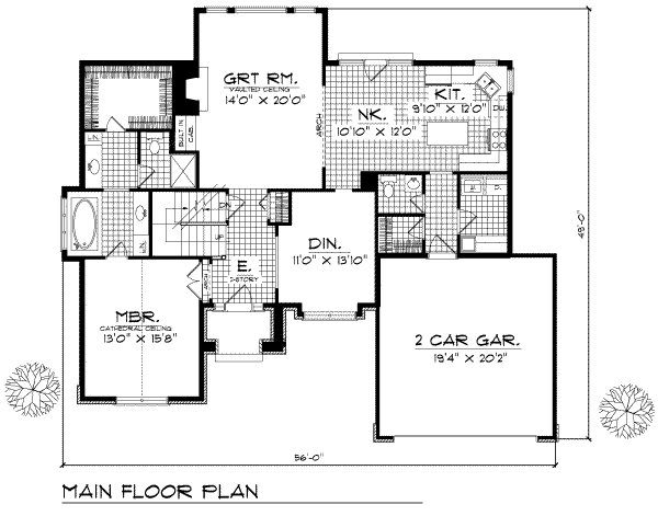 House Plan Design - Traditional Floor Plan - Main Floor Plan #70-353