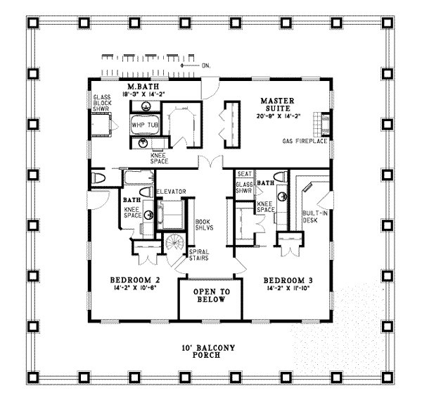Home Plan - Southern Floor Plan - Upper Floor Plan #17-417