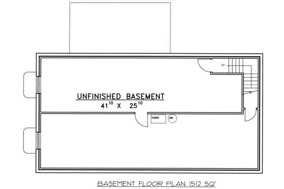 Floor Plan - Lower Floor for Ranch House Plan #117-576 - 3 bed, 2 bath