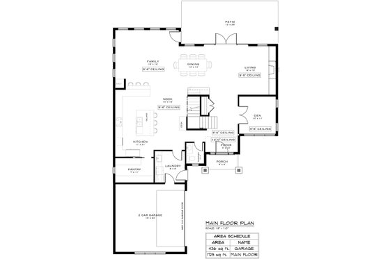 Floor Plan - Main Floor for Modern House Plan #1101-9 - 4 bed, 3.5 bath