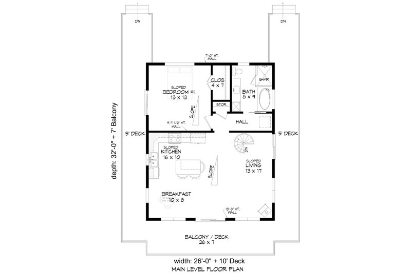 House Plan Design - Floor Plan - Main Floor for Country House Plan #932-1140 - 1 bed, 1 bath