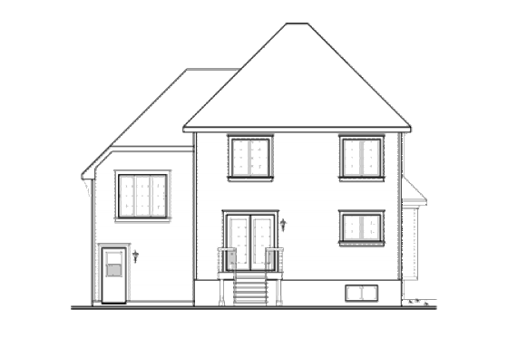 Exterior - Rear Elevation for European House Plan #23-2235 - 3 bed, 1.5 bath