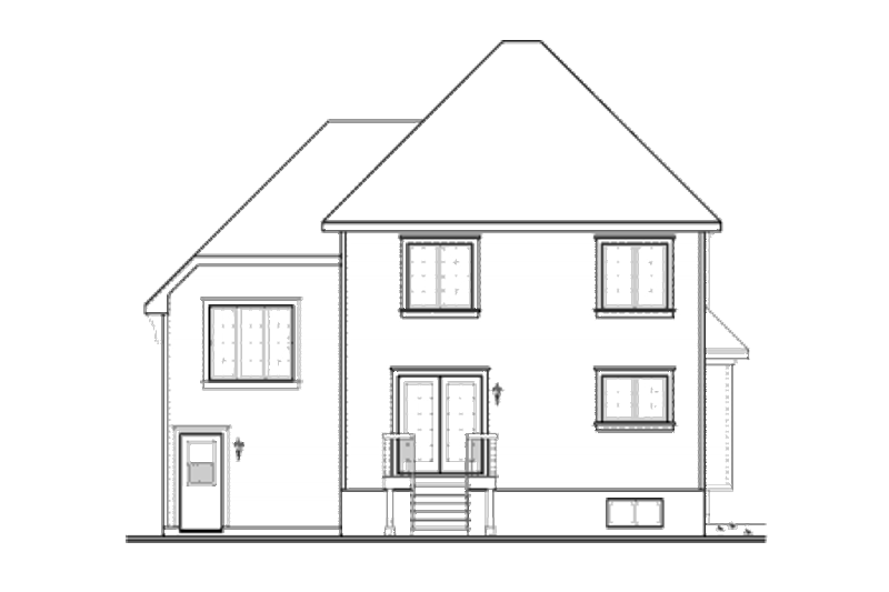 Home Plan - Exterior - Rear Elevation for European House Plan #23-2235 - 3 bed, 1.5 bath