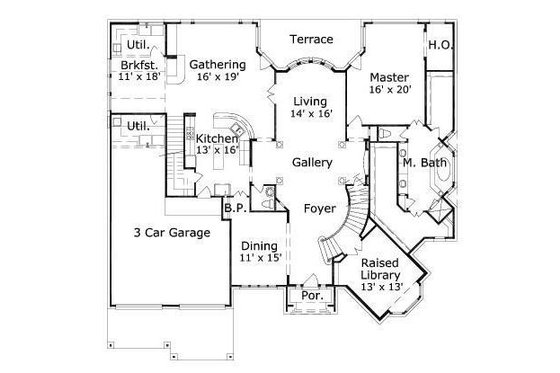 Floor Plan - Main Floor for European House Plan #411-784 - 5 bed, 3.5 bath