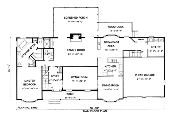 Floor Plan - Main Floor for Country House Plan #10-258 - 4 bed, 2.5 bath