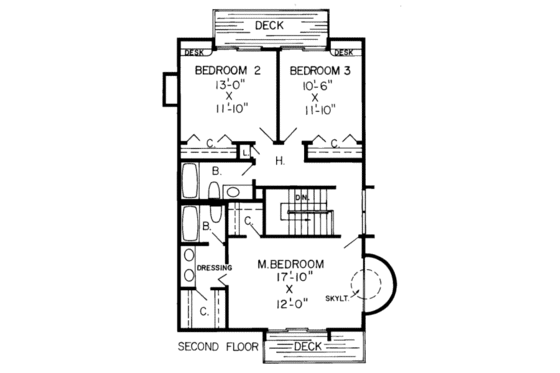 Floor Plan - Upper Floor for Modern House Plan #312-184 - 3 bed, 2.5 bath