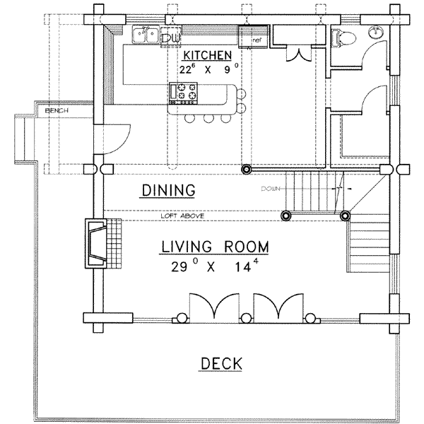 House Plan Design - Log Floor Plan - Main Floor Plan #117-412