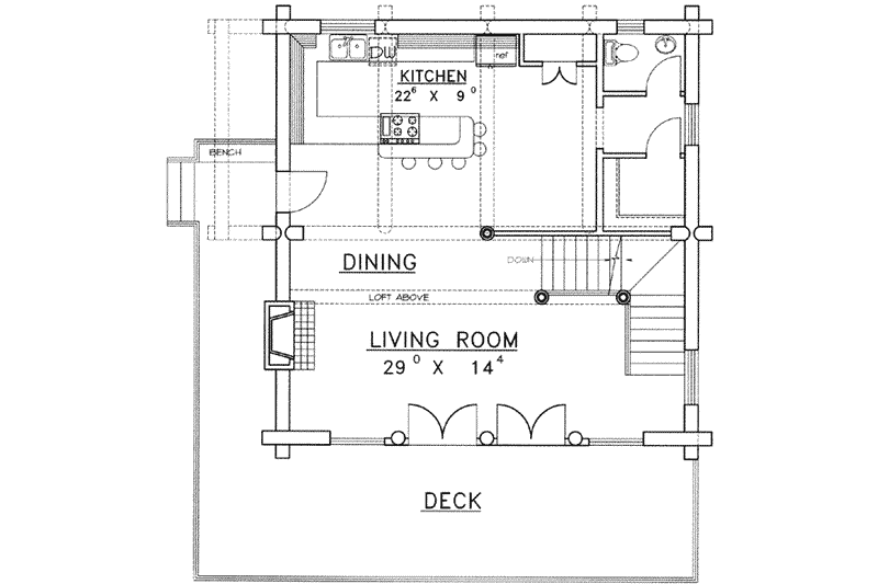 Home Plan - Floor Plan - Main Floor for Log House Plan #117-412 - 3 bed, 2.5 bath
