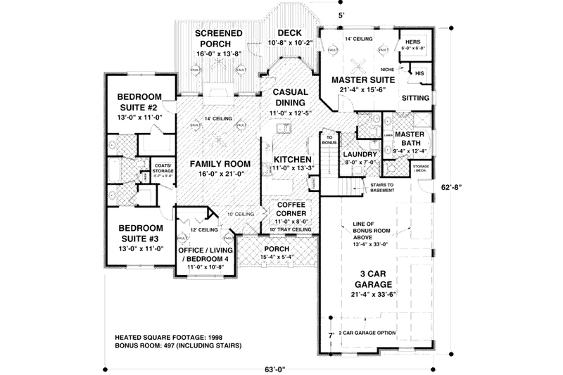 Dream House Plan - Floor Plan - Main Floor for Southern House Plan #56-579 - 4 bed, 2.5 bath