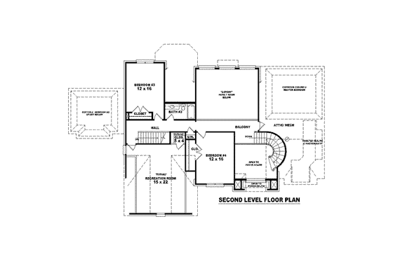 Floor Plan - Upper Floor for European House Plan #81-1603 - 3 bed, 3 bath