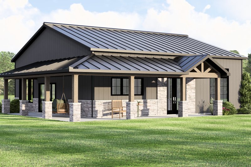 Dream House Plan - Exterior - Front Elevation 3 for Barndominium House Plan #1064-402 - 2 bed, 1.5 bath