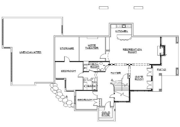 Dream House Plan - Traditional Floor Plan - Lower Floor Plan #5-438