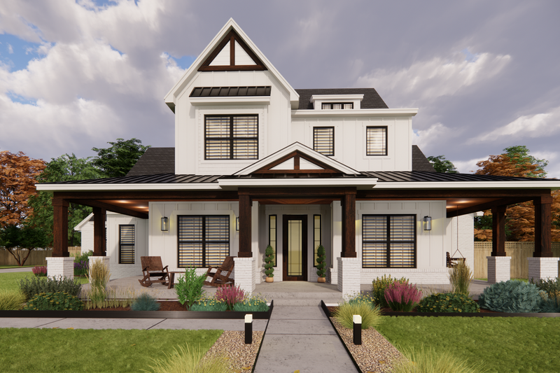 Farmhouse Style House Plan - 3 Beds 2.5 Baths 2596 Sq/Ft Plan #1098-1