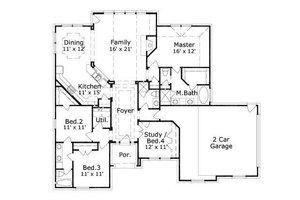 Floor Plan - Main Floor for European House Plan #411-552 - 4 bed, 3 bath