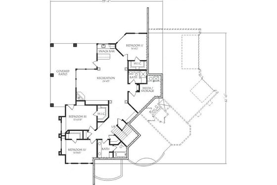 Floor Plan - Lower Floor for Adobe / Southwestern House Plan #24-268 - 5 bed, 4 bath