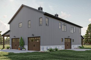 Exterior - Rear Elevation for Barndominium House Plan #455-613 - 3 bed, 3 bath