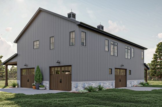 Exterior - Rear Elevation for Barndominium House Plan #455-613 - 3 bed, 3 bath