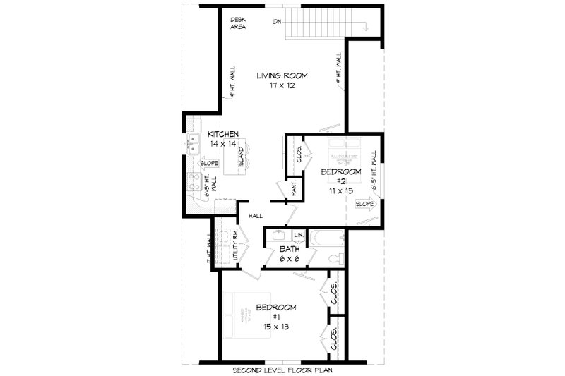 Home Plan - Floor Plan - Upper Floor for Farmhouse House Plan #932-922 - 2 bed, 1 bath