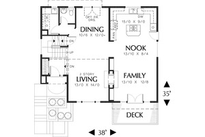 Main Level Floor plan  - 2000 square foot Craftsman home