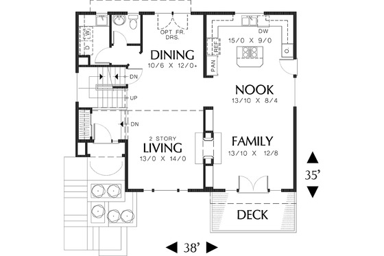 Main Level Floor plan  - 2000 square foot Craftsman home