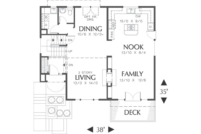 Home Plan - Main Level Floor plan  - 2000 square foot Craftsman home