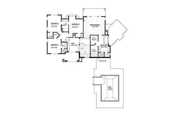 Floor Plan - Upper Floor for European House Plan #56-593 - 5 bed, 4.5 bath