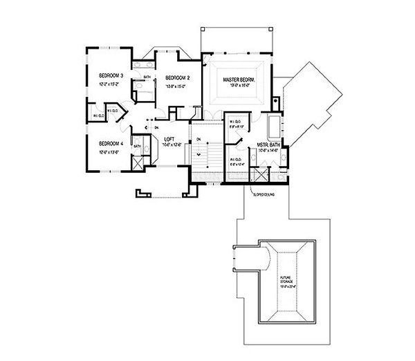 House Blueprint - European Floor Plan - Upper Floor Plan #56-593
