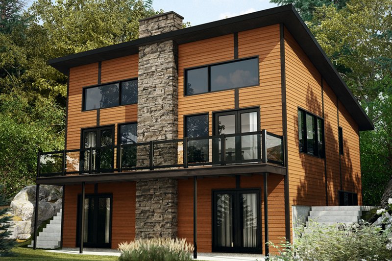 House Plan Design - Contemporary Exterior - Rear Elevation Plan #23-2632