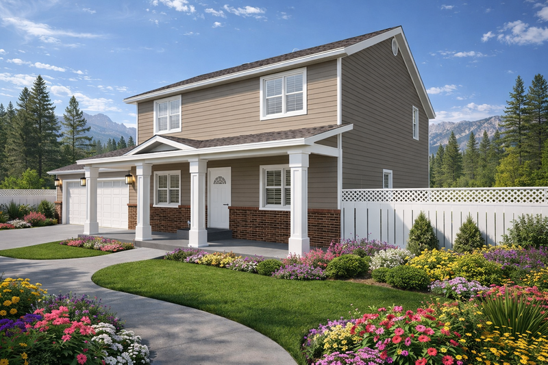 House Blueprint - Exterior - Front Elevation 3 for Traditional House Plan #1060-440 - 3 bed, 2.5 bath