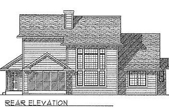 Exterior - Rear Elevation for Traditional House Plan #70-319 - 4 bed, 2.5 bath